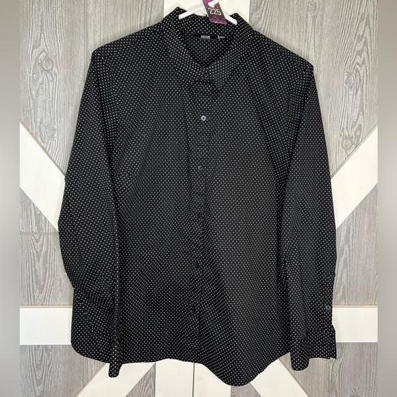 225. Apt. 9 Button Down Polka Dot Blouse XL - Picture 2 of 5